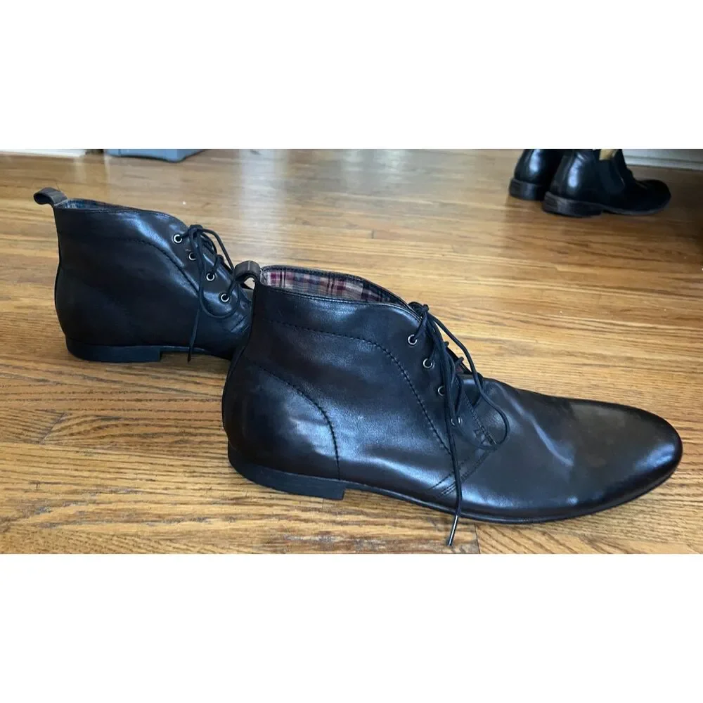 BED STU Black Leather Lace up Chukka Boots Shoes   Mens Size 13
